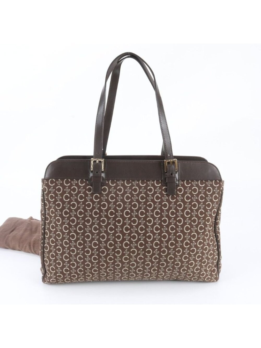 Celine C Macadam 12 Leather Shoulder Bag Tote Hand Brown